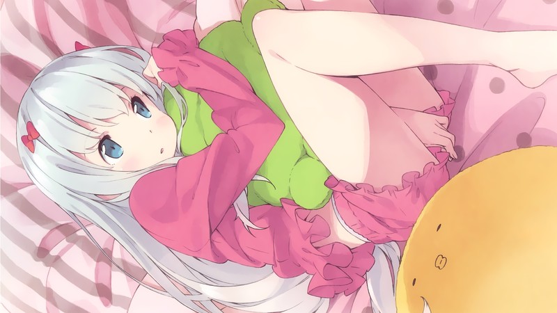 anime, anime girls, fan art, white skin, Eromanga-sensei, white hair, Izumi Sagiri, blue eyes