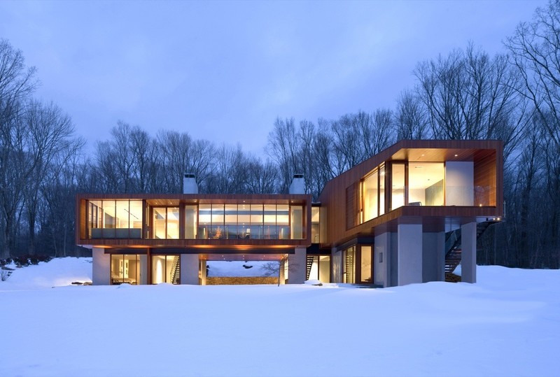 house, architecture, modern, mansions, snow