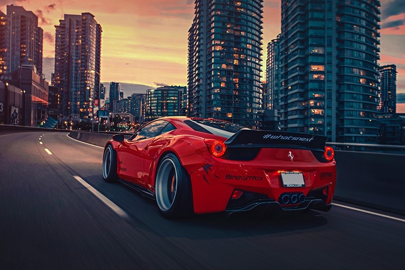 car, sports car, Ferrari, road, city