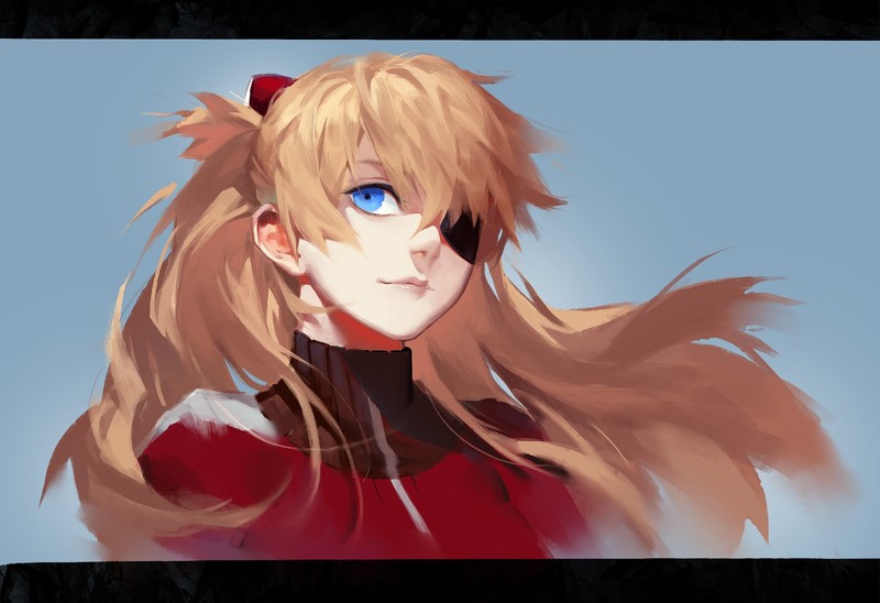 anime girls, Asuka Langley Soryu, Neon Genesis Evangelion, 2D, redhead, eye patch, smiling, twintails, blue eyes, clear sky, red jackets, fan art