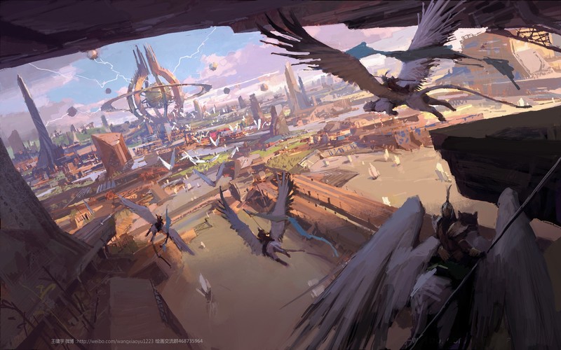 fantasy art, digital, city, fantasy city, artwork