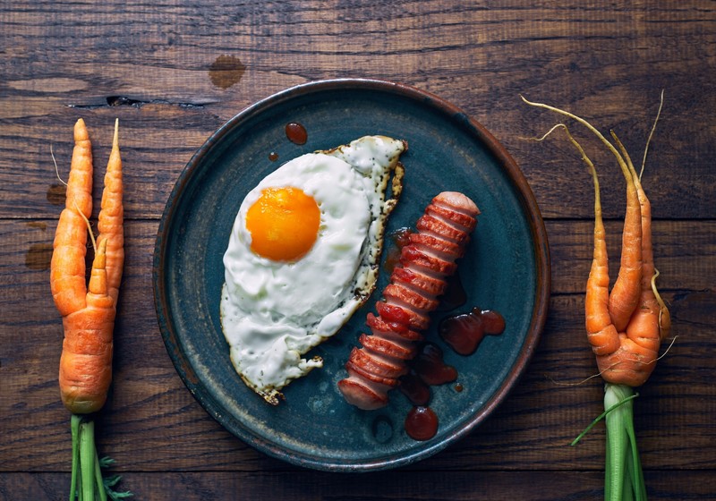 still life, food, carrot, eggs, humor