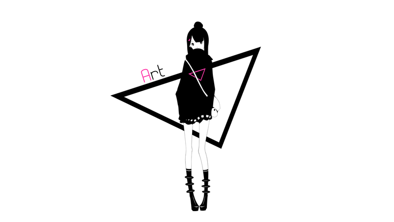 anime girls, original characters, simple background, long hair, jacket, skirt, handbags, scarf, anime, white background, triangle