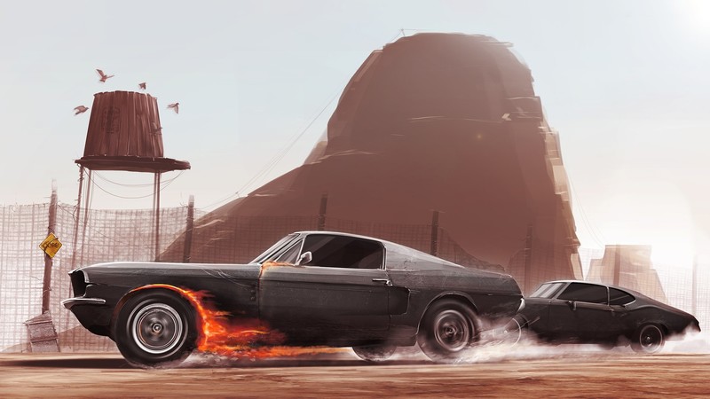 car, vehicle, artwork, illustration, Ford, Ford Mustang, black cars