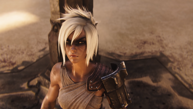 Riven (League of Legends), League of Legends, realistic, PC gaming, render, blonde, video game girls