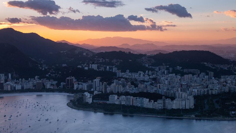 city, aerial view, clouds, rio de janeiro, brazil, 4k