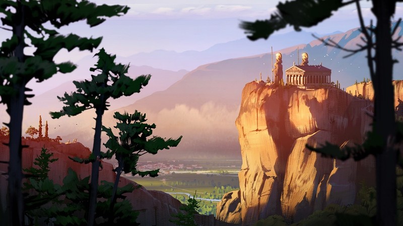 landscape, Greece, temple, digital, fantasy art, artwork