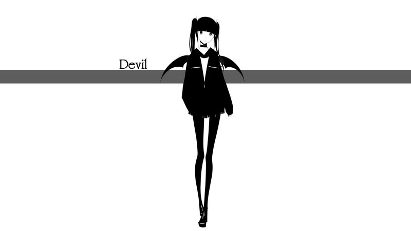 anime girls, original characters, simple background, skirt, wings, long hair, jacket, collar, devil girl, pantyhose, twintails