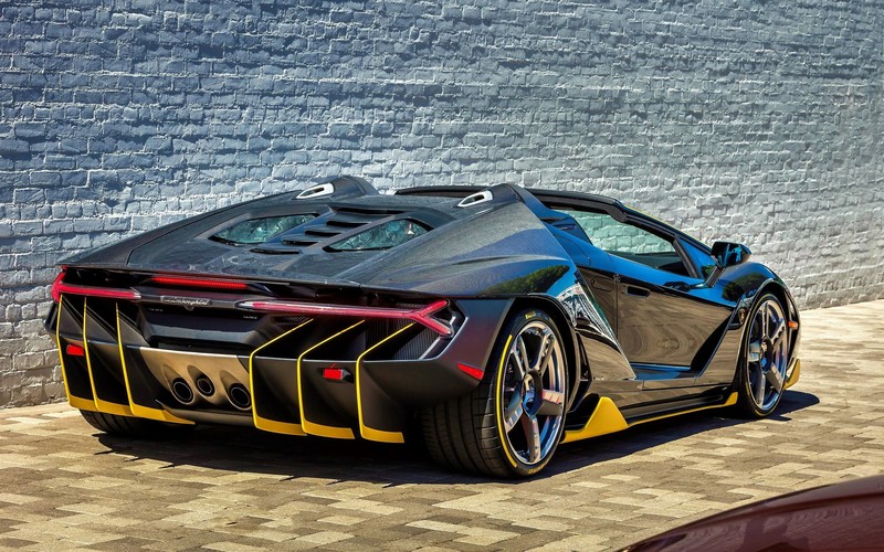 Lamborghini Centenario, car, vehicle, black cars, rear view