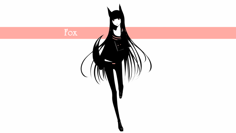 anime girls, simple background, original characters, long hair, tail, kitsunemimi, animal ears, fox girl, pants, jacket