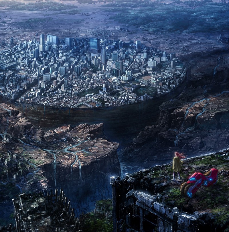 anime girls, alone, cityscape, city, anime