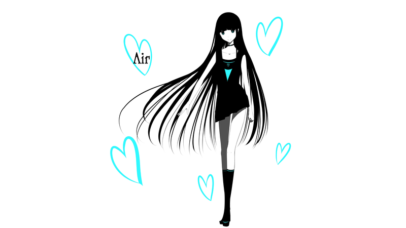 anime girls, original characters, simple background, long hair, dress