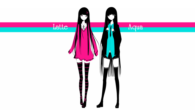 anime girls, original characters, simple background, long hair, dress, thigh-highs, skirt, jacket, shirt