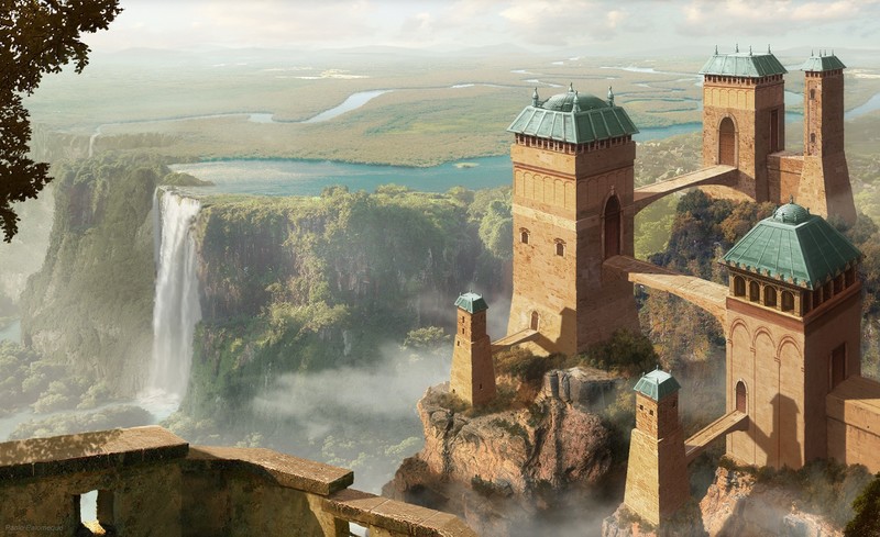 fantasy art, castle, landscape