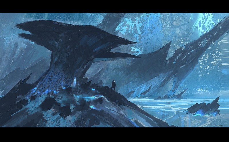 artwork, ice, men, winter, digital, cyan