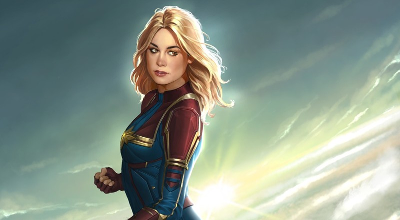 artwork, superheroines, Captain Marvel