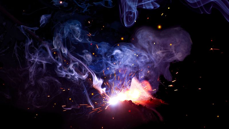 smoke, sparks, colored smoke, dark, 4k
