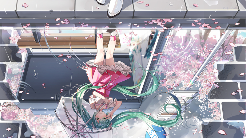 anime, Hatsune Miku, reflection, Vocaloid, water
