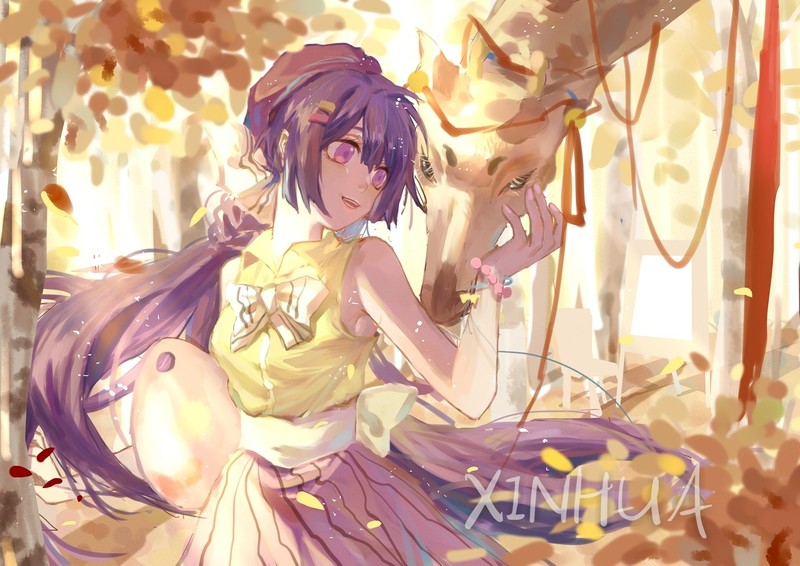 anime, anime girls, purple eyes, long hair, purple hair