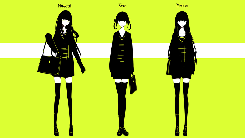 anime girls, simple background, thigh-highs, dress, long hair, short hair, twintails, meganekko, glasses