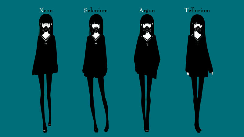 anime girls, original characters, simple background, dress, pantyhose, long hair, mask, meganekko, glasses