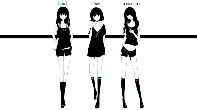 anime girls, simple background, thigh-highs, dress, long hair, short hair, shorts, shirt
