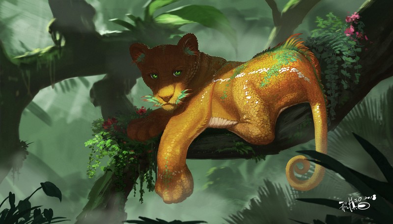 animal eyes, illustration, 2018 (Year), animals, jungle, nature, green eyes, fantasy art, artwork