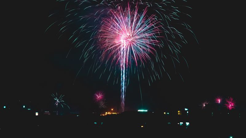 fireworks, salute, holiday, sparks, glitter, light, 4k