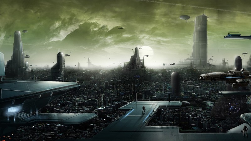 digital art, cityscape, futuristic city, futuristic