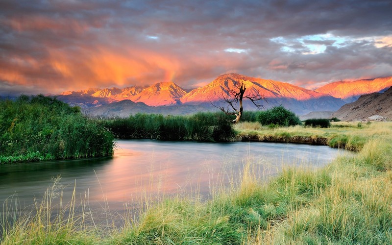 river, mountains, nature, landscape