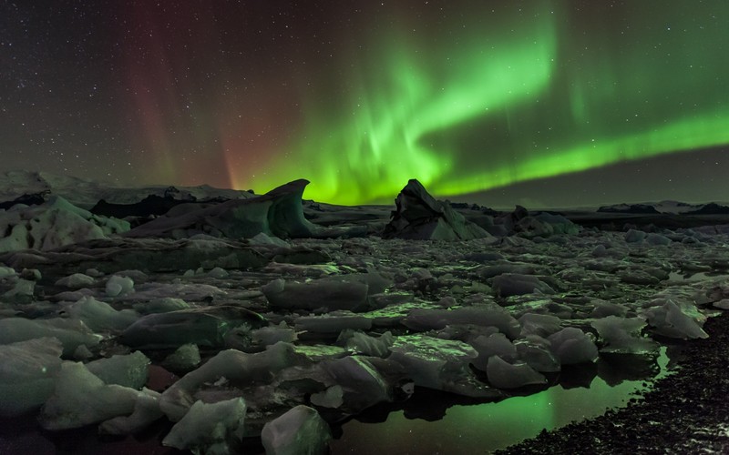 aurorae, night sky, nature, ice