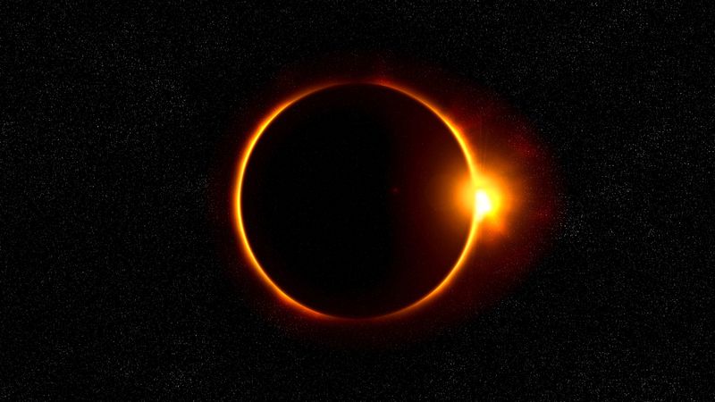 eclipse, moon, sun, rays, shine, 4k