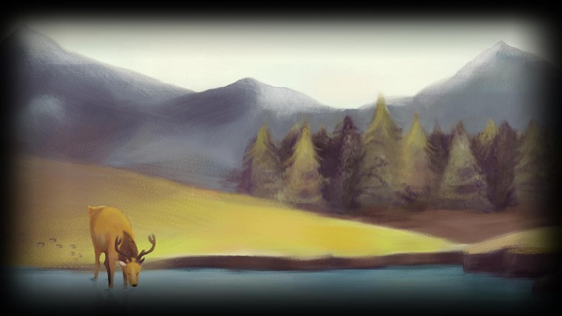painting, deer, artwork, nature