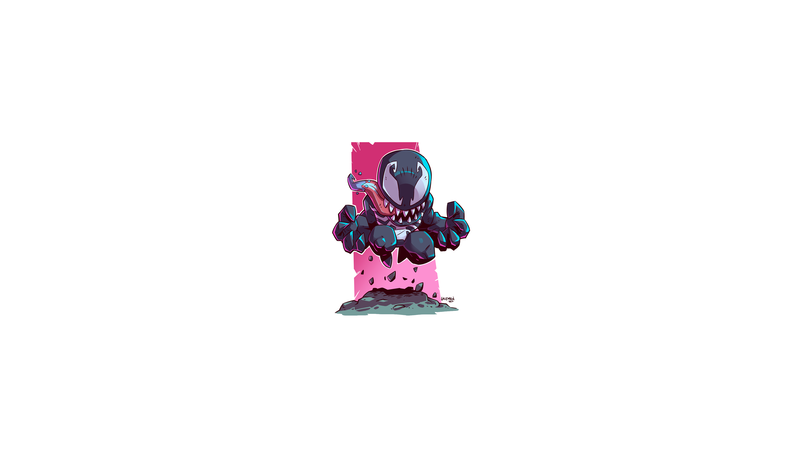 chibi, minimalism, Venom, Marvel Comics, Marvel Heroes, Marvel Super Heroes, Derek Laufman, super villain