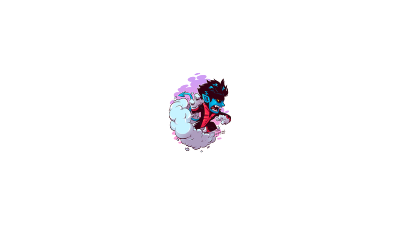 chibi, minimalism, Marvel Comics, Marvel Heroes, Marvel Super Heroes, Nightcrawler, X-Men, Derek Laufman