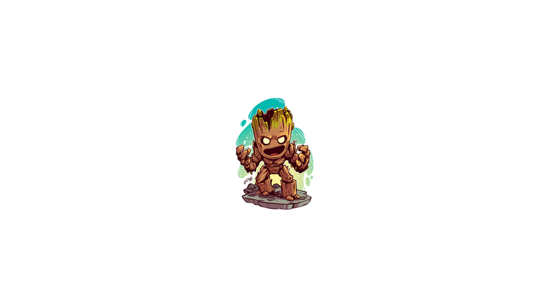 Marvel Cinematic Universe, chibi, minimalism, Groot, Marvel Comics, Marvel Heroes, Marvel Super Heroes, MCU, Guardians of the Galaxy, Derek Laufman, superhero