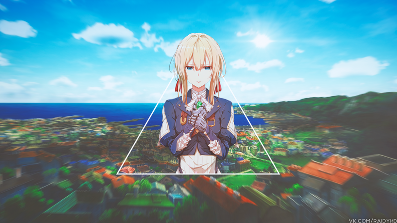 anime, anime girls, picture-in-picture, Violet Evergarden, Gilbert Bougainvillea