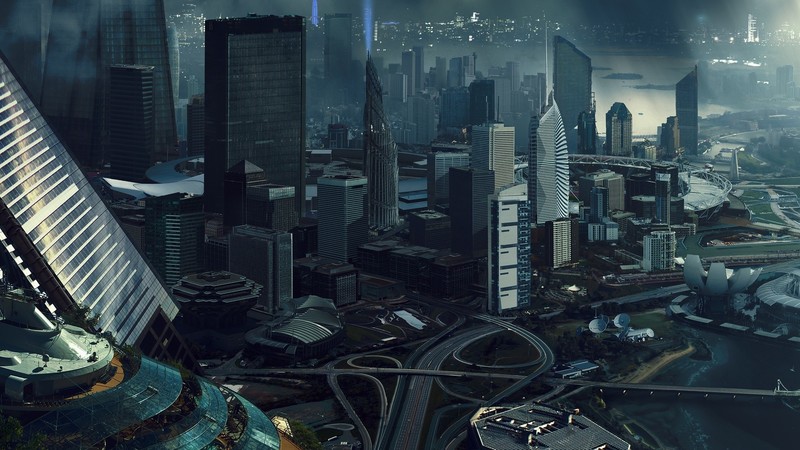 digital art, futuristic city, futuristic, cityscape