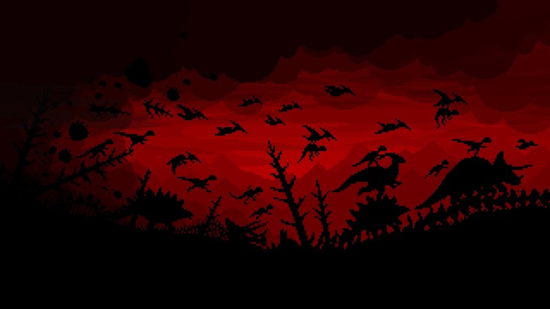 nature, landscape, digital art, artwork, trees, prehistoric, dinosaurs, pixelated, pixels, pixel art