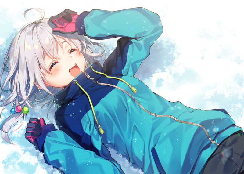 anime, anime girls, blonde, snow