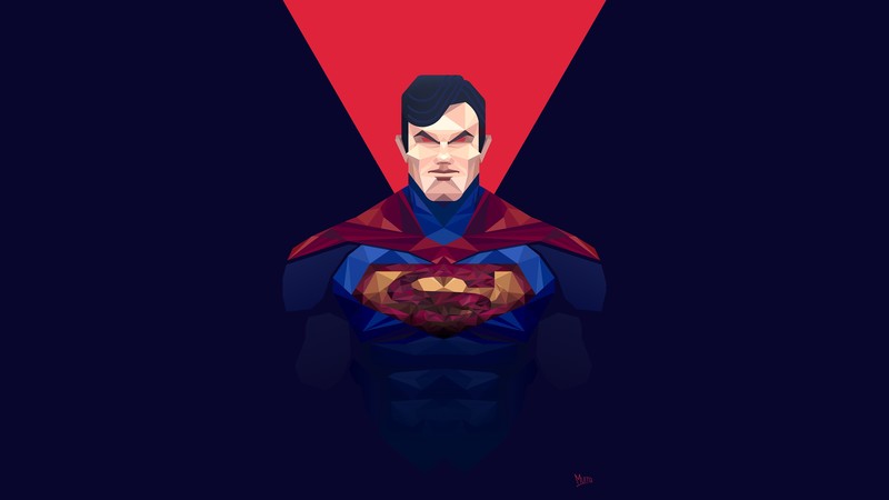 minimalism, Superman Man of Steel, superhero, cape, low poly