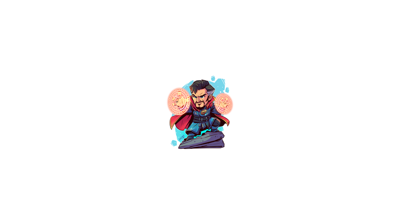 Dr. Strange, Marvel Comics, chibi, minimalism, Marvel Heroes, hero, Marvel Super Heroes, MCU, Derek Laufman, superhero, Marvel Cinematic Universe, The Avengers