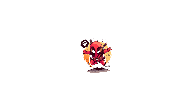Deadpool, Marvel Comics, Merc with a mouth, chibi, minimalism, comic art, comics, comic books, Marvel Heroes, Marvel Super Heroes, Derek Laufman