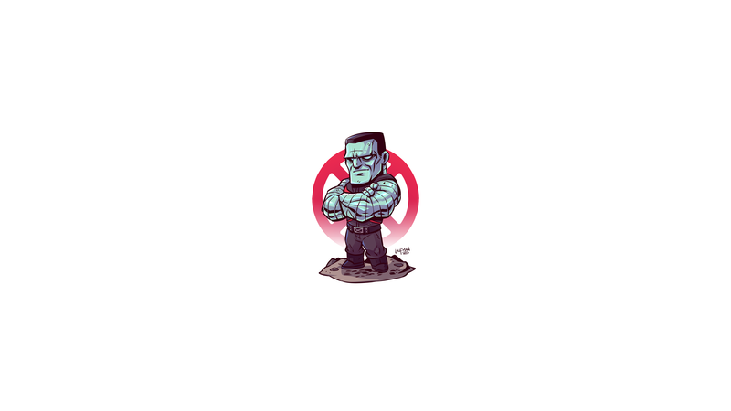 colossus, Marvel Comics, chibi, minimalism, Marvel Heroes, X-Men, Marvel Super Heroes, Derek Laufman, superhero