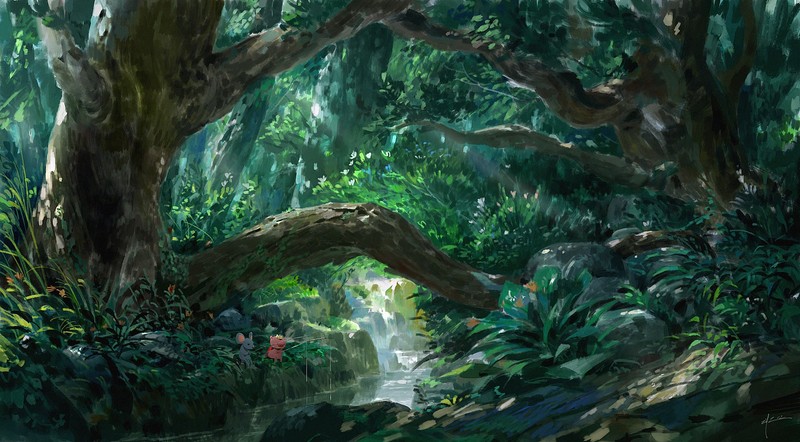artwork, jungle, pigs, digital, green