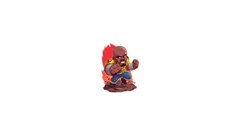 Luke Cage, Marvel Comics, chibi, minimalism, Marvel Heroes, hero, Marvel Super Heroes, MCU, Derek Laufman, superhero, Marvel Cinematic Universe, Defenders