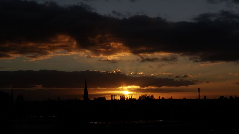 night, sky, horizon, clouds, sunset, 4k