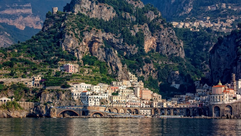 cliff, bay, Italy, Amalfi