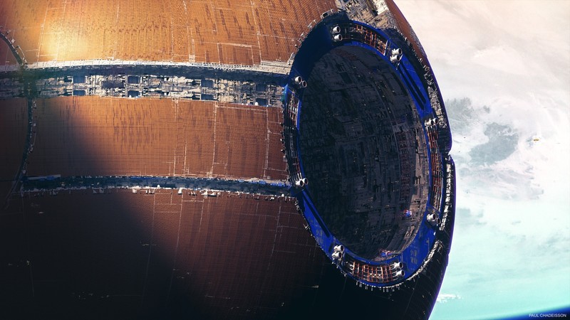 digital art, science fiction, futuristic, space station, space, Paul Chadeisson