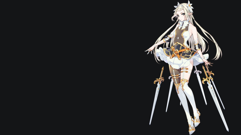 Epic Seven, Mobile Game, video games, women, digital art, fantasy girl, anime, anime girls, blonde, elven, pointed ears, long hair, knee-high boots, knee-highs, thigh-highs, thighs, sword